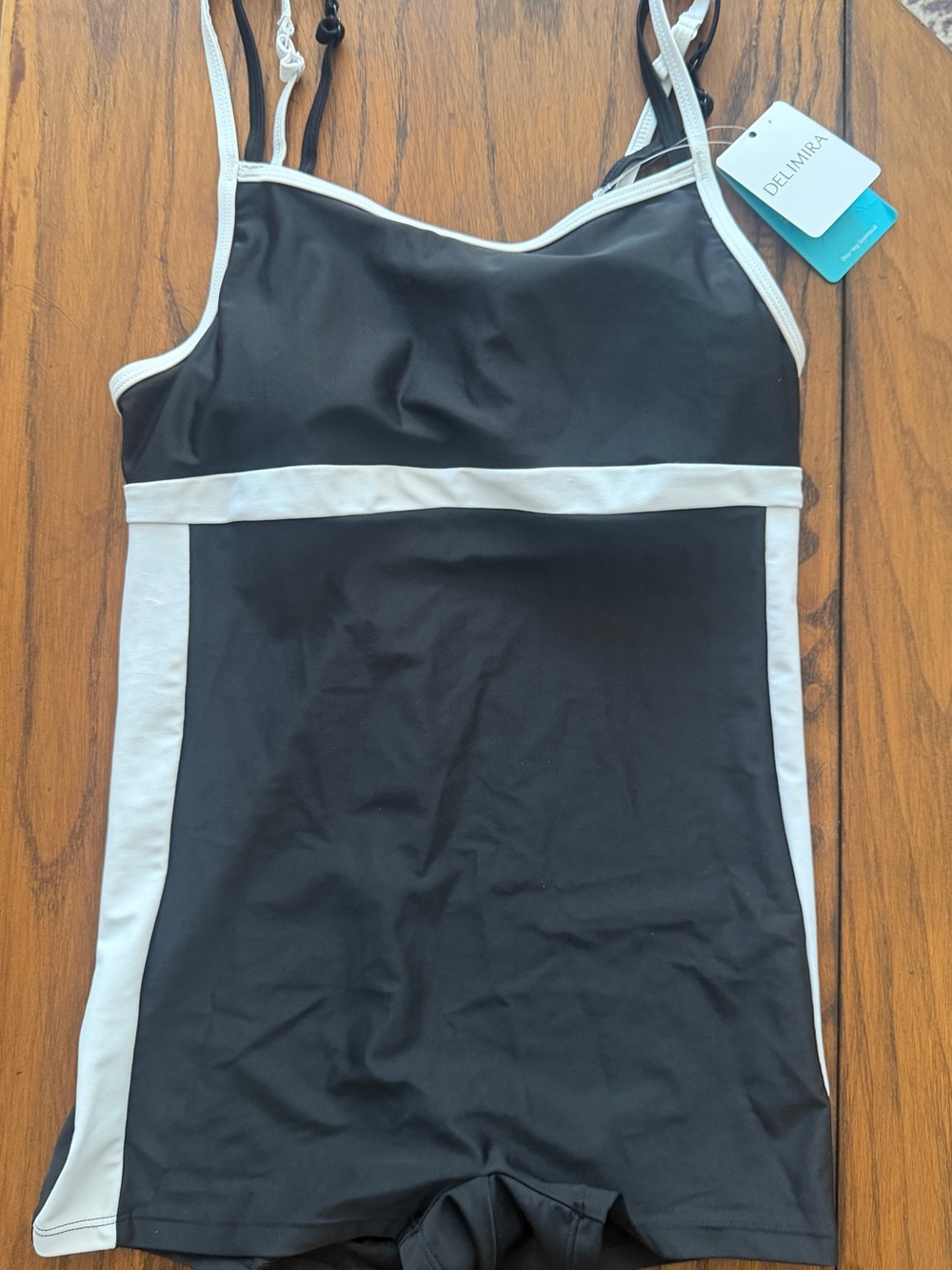 Delimira Black & White Colorblock One-Piece Swimwear